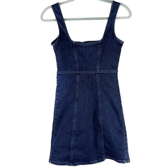 NEW Denim Button Down Sleeveless Pinafore Mini Dress XS - Picture 5 of 6